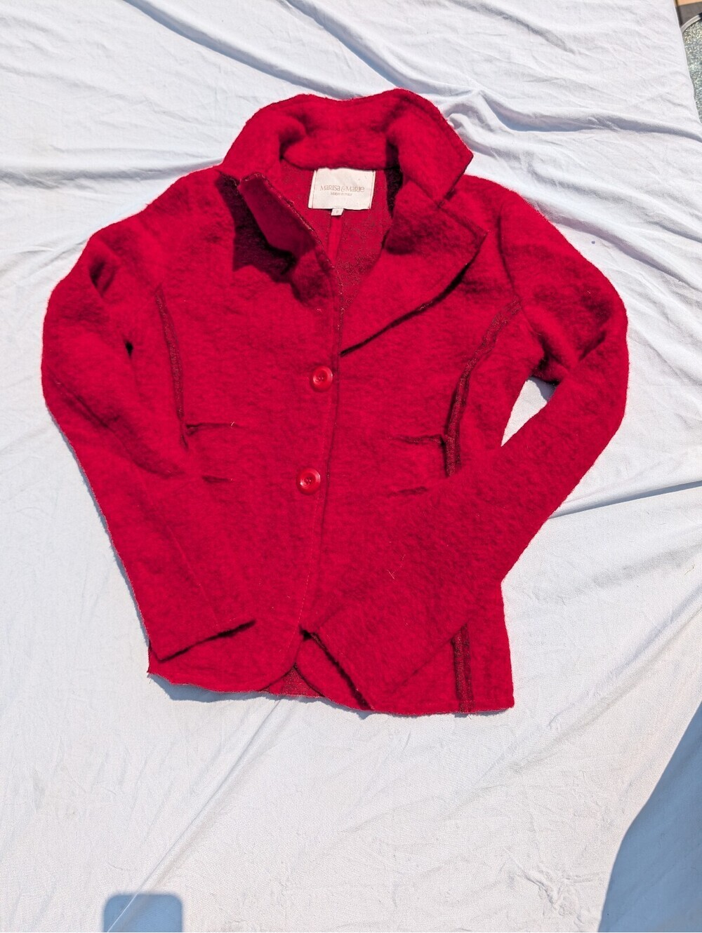 Marisa & Marie Women's Red Wool Blazer – Made in Italy Size Small